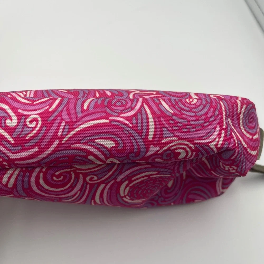 LL Bean Pink Purple Swirl Canvas Toiletry Bag Two Compartment Travel Pouch